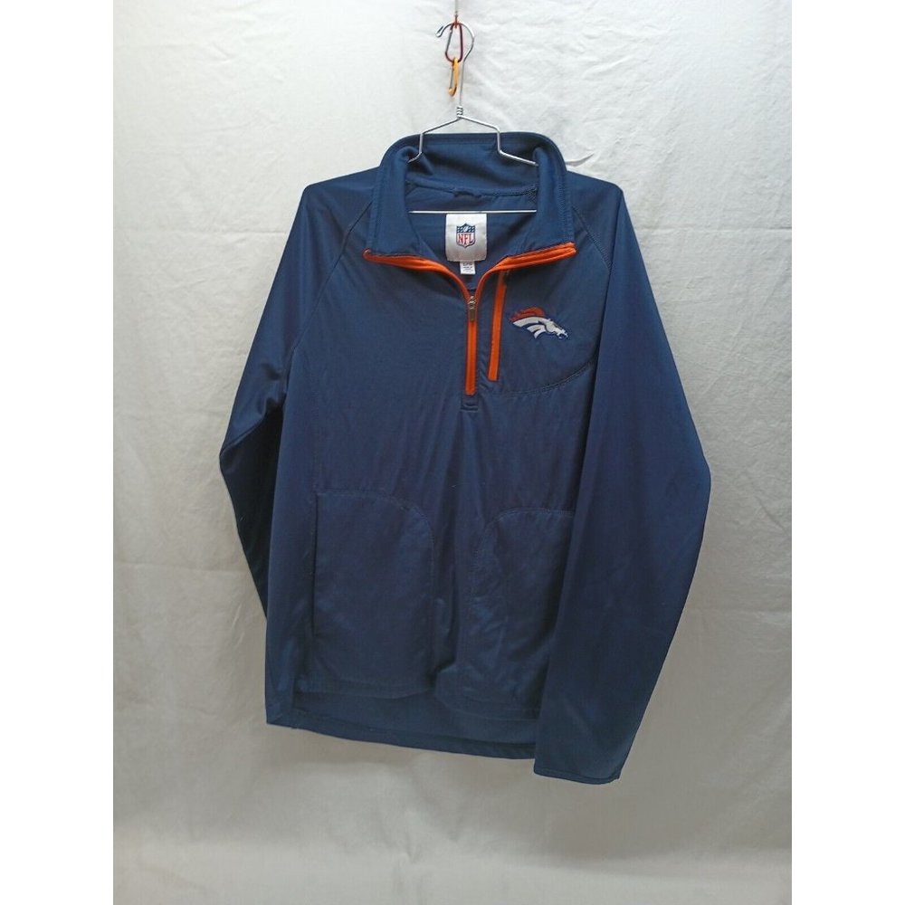 Men'sBlue 1/4 Zip Pullover With Pockets Denver Broncos Embroidery Sz XL GIII NFL